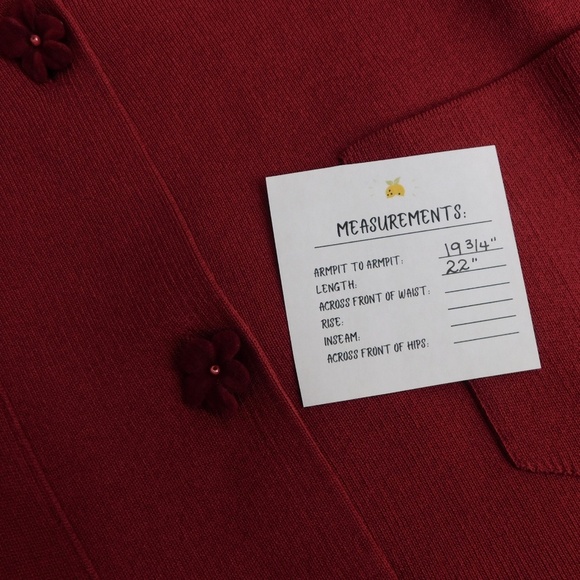 ZARA Floral Button Knit Jacket Blazer Solid Red Knitwear Pockets Knitwear Large - Picture 16 of 16